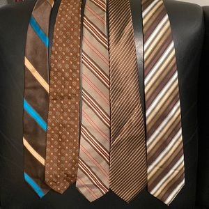 Mens brown and gold silk neckties